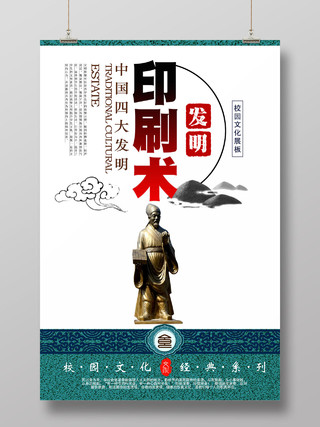 四大发明印刷术毕昇校园文明传统文化宣传海报
